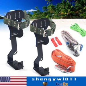 Tree/Pole Climbing Spike Set Safety Belt Rope Lanyard w/Carabiner 2 Gears + Claw - Picture 1 of 11