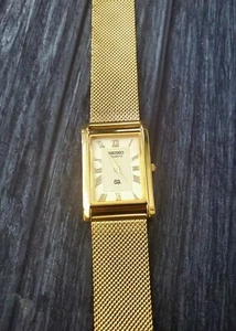 Vintage Tank Rectangular Slim Champaign Dial Milanese band Mens Watch ๐ - Picture 1 of 8