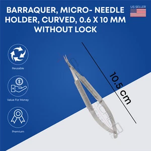 Barraquer, Micro-Needle Holder, curved, 0.6 x 10 mm, without lock - Picture 1 of 2