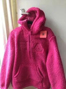 Ladies Fila Logo Beetroot Purple Fleece Hoodie Hoodie ITEM 360381 Size M New - Picture 1 of 9