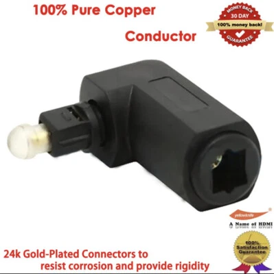Toslink 90° Digital Optical Audio Cable Adapter Male to Female Right Angle L - Image 1 of 4