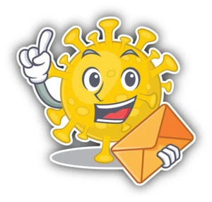 Virus Maskottchen Post Vinyl Aufkleber Autoaufkleber - "GRÖSSEN" - Bild 1 von 1
