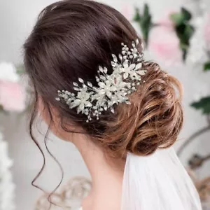Pearl Bridal Hair Comb Flower Rhinestone Hairpiece for Women and Girls - Picture 1 of 7