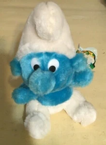 Smurf Bean Bag Plush Smurf Stuffed Animal 1980 w/ Tags - Picture 1 of 6