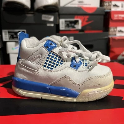 Air Jordan Retro 4 Militar Azul TD Zapatos Niño Pequeño Talla 5c 308500-105 Infantil 2012 Foto 1 de 4