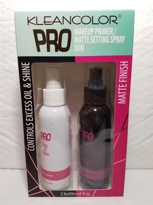 KLEANCOLOR PRO MAKEUP PRIMER & MATTE SETTING SPRAY DUO 4 OZ EA WITH SEALED BOX  - Image 1 of 4