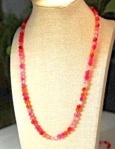 New Iris and Lily Agate Beaded Necklace Pink NWTS Long 60' - Picture 1 of 7