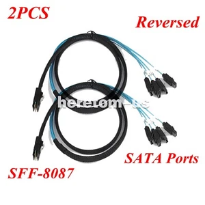 2PCS Reverse SFF-8087 36PIN to 4 SATA 7-Pin Motherboard Data Adapter Cable 1M - Picture 1 of 12
