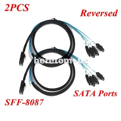 2PCS Reverse SFF-8087 36PIN to 4 SATA 7-Pin Motherboard Data Adapter Cable 1M - Image 1 of 4