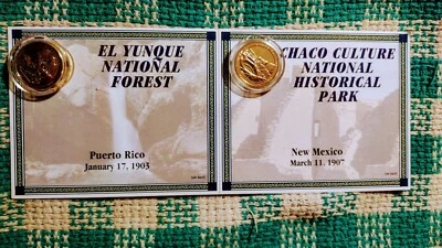 LOT OF #2 GOLD PLATED QUARTERS PUERTO RICO & NEW MEXICO - Image 1 of 4