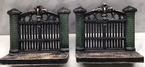 Vintage Cast Iron Enameled Jacobean Column & Gate Bookends (Excellent) B&H? - Picture 1 of 6