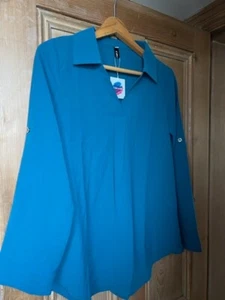 Brand new beautiful Odosalii teal casual/smart tunic blouse - M - Picture 1 of 9