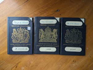 Lot of 3 Vintage British UK Passports – 1950s–1970s – Cancelled – Travel Stamps - Picture 1 of 7