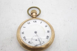 F Antique Gents Gold Plated Top Wind Swiss Made Pocket Watch Parts Only - Picture 1 of 5