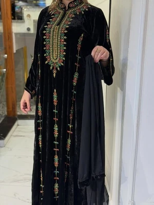 Velvet caftan abaya farasha jalabiya islamic clothing muslim evening caftan - Image 1 of 4