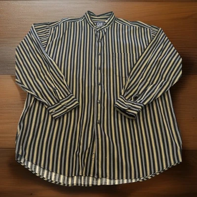 De Colección GAP Clásico Banda Cuello Negro Dorado Gris Rayas Manga Larga Retro Hombres L Foto 1 de 4