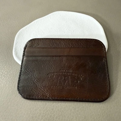 RRL Ralph Lauren Marrón Oscuro Tarjetero Estuche Logo Repujado Excelente Estado Foto 1 de 3