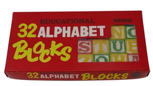 Plymouth Wholesale Vintage 32 Educational Alphabet Wood Block Set  Japan SEALED - Picture 1 of 9