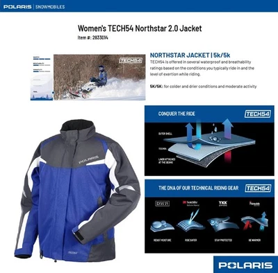 Chaqueta impermeable para moto de nieve Polaris Northstar 2.0 TECH54 para mujer, azul - SM Foto 1 de 2