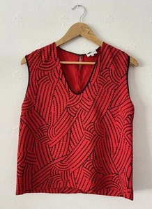 Camiseta sin mangas Bimba Y Lola roja y negra con estampado geométrico talla S UK 10 - Imagen 1 de 6