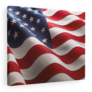 Wandbild wehende USA-Flagge Leinwand - über Rahmen gewickelt oder nur die Leinwand! - Bild 1 von 4