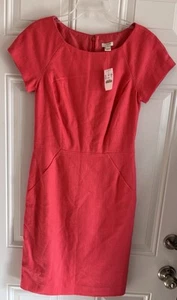 NWT J. Crew Dress 2 Coral Pink Sheath Fitted Preppy Classic Chic Office Women 2 - Picture 1 of 9