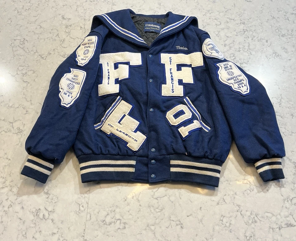 Chaqueta Universitaria Vintage Holloway St Francis HS Letterman Azul XL Lana EE. UU. Foto 1 de 4