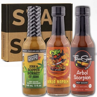 Hot Ones Challenge Sauce Pack Experience Bold Heat And Flavor 3 Pack Usa Made - Image 1 of 2