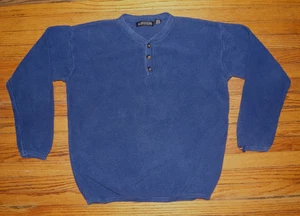 Structure Henley Blue Sweater Men L Textured Knit Waffle Vintage 90s Y2K - Picture 1 of 10