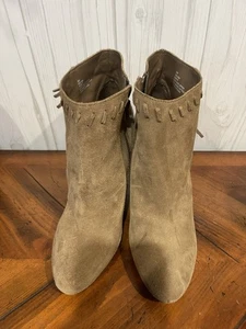 MIA Ankle Booties Suede Leather Beige Women Suede Boots Brown Size 9 - Picture 1 of 7