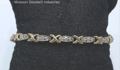 Pulseira de tênis 7,25" 10K ouro vários tons diamante - 5,94 gramas - Imagem 1 de 4