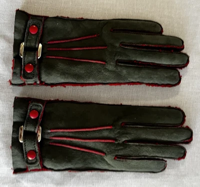 GUANTES DE PIEL DE OVEJA hechos en ITALIA forrados 7 VERDE Y ROJO Foto 1 de 4