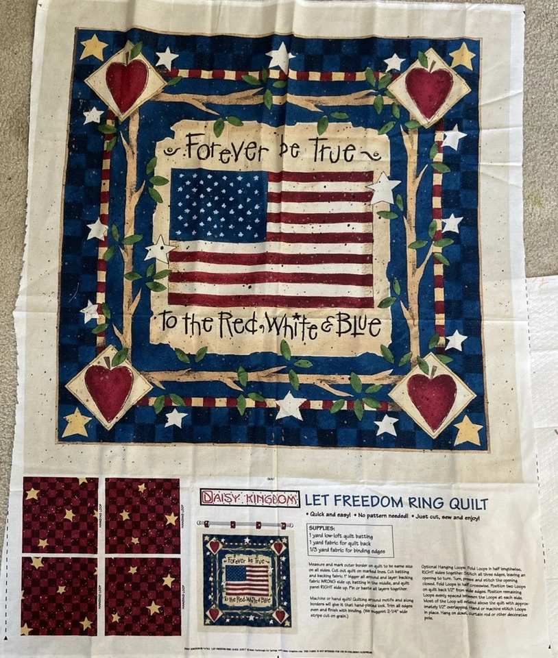 Colcha suspensa vintage Daisy Kingdom Patriotic Quilt Panel Forever be True - Imagem 1 de 1