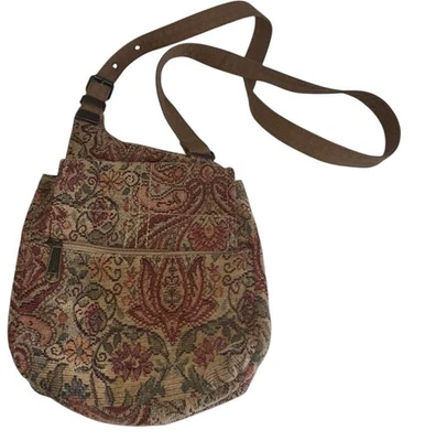 Bolso Bandolera Vintage Fossil Tapiz Sarga Marrón Rojo Paisley Boho  Foto 1 de 4