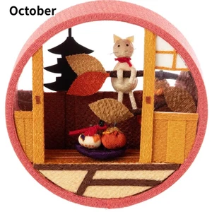 Kyoto Chirimen Crafts Machiya Persimmon Herbstblätter Monatsdeko JP Neu - Bild 1 von 24