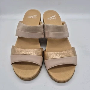 Dansko Theresa Gold Beige Leather Strappy Heeled Sandals Size 40 US 10 (259) - Picture 1 of 11