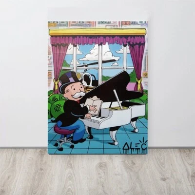 Alec Monopoly Canvas Print "Monopoly Playing White Piano in House" Wall Art - Image 1 of 4