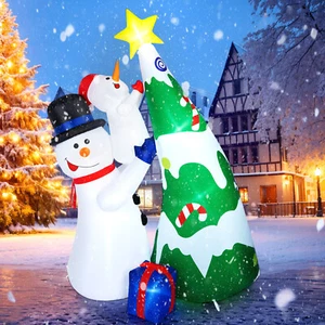 Muñeco de nieve inflable de Navidad de 7 pies estrella de selección iluminado por LED para decoración de césped y patio - Imagen 1 de 12
