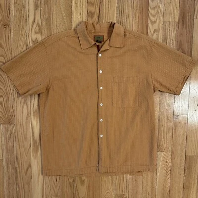 Vintage Horny Toad Men’s Orange/Tan Striped Cotton Button Down Shirt XL Casual - Image 1 of 4