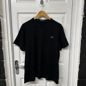 T-shirt Fred Perry tinta unita nera taglia large | maglietta top basic da uomo designer L 1952 - Foto 1 di 15