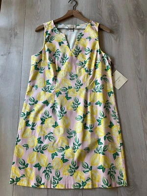 Nuevo con etiquetas Vestido Vaina Estampado Cynthia Rowley Rosa Amarillo Verde Limón Talla 10 Foto 1 de 4