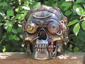 Veronese Steampunk Art Collection ~ Steampunk Skull Trinket Box 12cm Tall - Picture 1 of 12