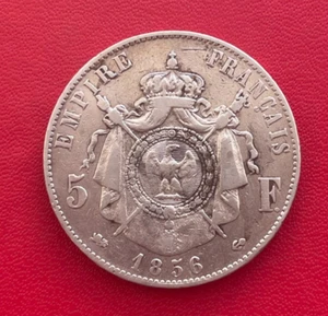 Belle monnaie de 5 Francs Napoléon III tête nue 1856 D (LYON). Etat TB - Picture 1 of 3