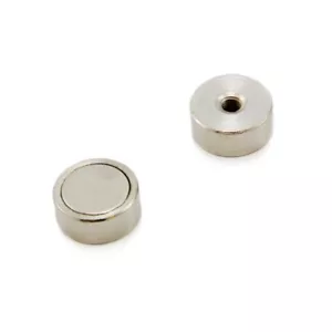 Imán de olla de neodimio N42 agujero de rosca M5 de 19 mm de diámetro x 8 mm de espesor - 17,38 kg de tracción - Imagen 1 de 1