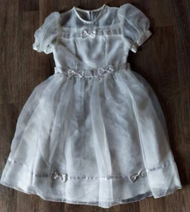 Vtg Jessica McClintock Girls Dress sheer bows Tulle white flower girl size 10 - Picture 1 of 7