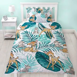 Bambi & Thumper Single Duvet Set Palm Leaf Kids Reversible Bedding - Picture 1 of 4