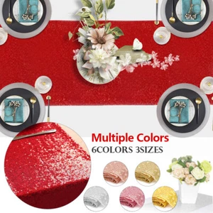 1/5/10/25pc Table Cloth Glitter Sequin Banquet Cover Sparkly Wedding Party Decor - Picture 1 of 40