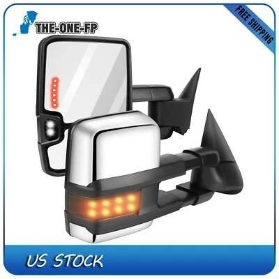 Chrome Side Towing Mirrors Signal For Chevrolet GMC C2500 C3500 K3500 1989-2000 - Image 1 of 4