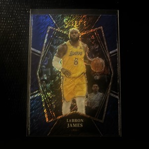 LeBron James 2021-22 Panini Select Premier Level Blue Shimmer Prizm #195 LAKERS