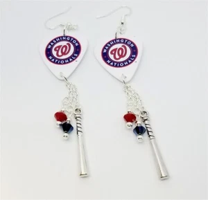 Washington Nationals Circle Seal with Baseball Bat Charm and Swarovski Crystals - Picture 1 of 3